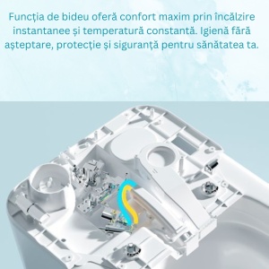 Vas WC stativ Smart, alb, multifunctional, cu bideu incorporat, Rimless, capac Soft Close, Anahita - Img 4