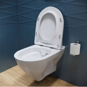 Vas WC suspendat cu capac Duroplast Slim, 51 x 36,5 x 36,5 cm, alb, Mille S701-453, Cersanit