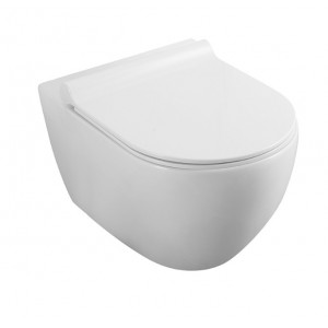 Vas WC suspendat Rimless cu capac Soft Close, 52,5 x 36 x 35 cm, alb, Minerva 2210R, Fluminia