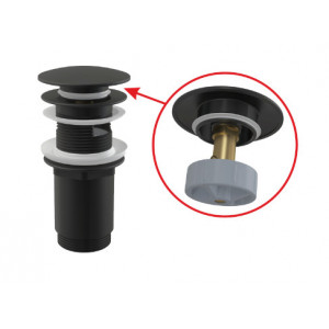 Ventil lavoar CLICK/CLACK 5/4" metalic cu preaplin negru dop mare A392Black - Img 1