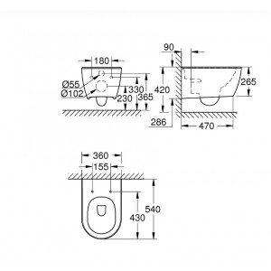 WC suspendat rimless Essence PureGuard 3957100H - Img 3