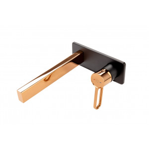 Baterie lavoar incastrata ZAFFIRO ventil click-clack negru-roz auriu - Img 1