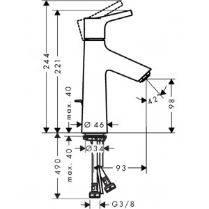 Baterie lavoar TALIS S 100 cu ventil 72020000 Hansgrohe - Img 2