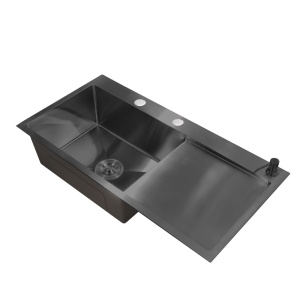 Chiuveta bucatarie cu o cuva, inox, negru, cu picurator si dozator detergent, 78 x 48 x 22 cm, Anahita - Img 3