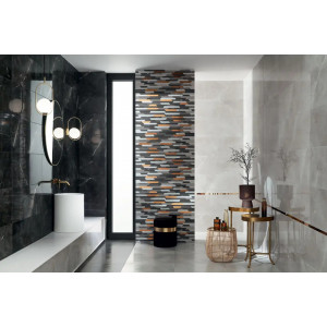 Faianta BRAINSTORM GREY baie/bucatarie, interior, gri lucios, tip marmura, 32.8X89.8cm  - Img 2