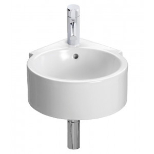 Lavoar baie pe blat de colt Isla, rotund alb din ceramica 39,5cm 0441001 Gala - Img 2