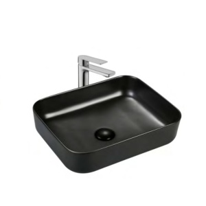 Lavoar baie pe blat Elegance, dreptunghiular, negru mat, din ceramica, 50 x 40 x 13 cm, Anahita