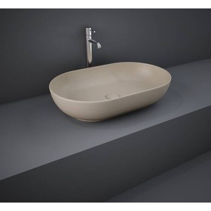 Lavoar baie pe blat FEELING, oval crem din ceramica, 55x35cm Rak - Img 1