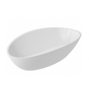 Lavoar baie pe blat Praga, asimetric alb din compozit 59,9x36,1x16cm MRM630403061003 Cast Marble - Img 2