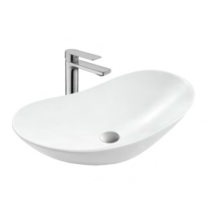 Lavoar pe blat Beauty, oval, alb, ceramica sanitara, 62 x 37 x 16 cm, Anahita