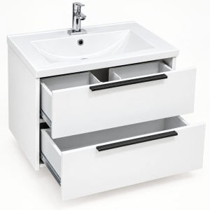 Mobilier baie suspendat alb cu manere negre Luna 60x45.5x50cm - Img 2