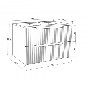 Mobilier de baie cu lavoar, oglinda și lampa led Ibiza 80cm, Savini Due - Img 5