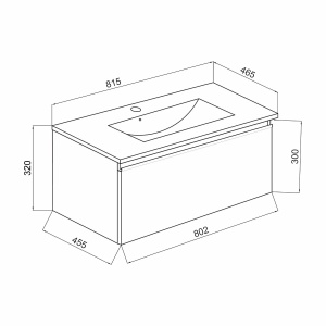 Mobilier suspendat Albatros 80, cu sertar, alb, 81.5x46.5 x32 cm Savini Due - Img 2