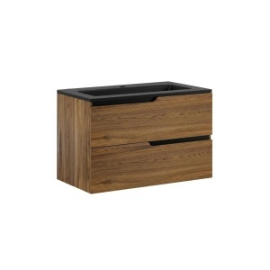 Mobilier suspendat Winter 80cm Integral Tabaco Liscio cu lavoar negru Savini Due