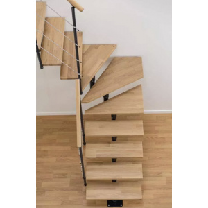 Scara de interior modulara antracit din stejar cu urcare turnanta 13 trepte Boston Dolle