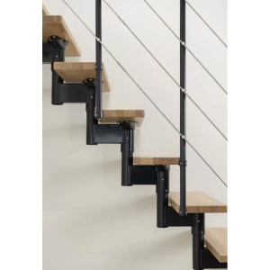 Scara de interior modulara din stejar negru cu urcare dreapta Boston Dolle
