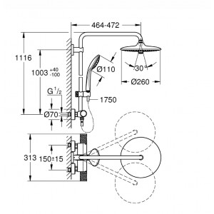 Sistem dus EUPHORIA NEW 260 termostatic 27296003 Grohe - Img 2