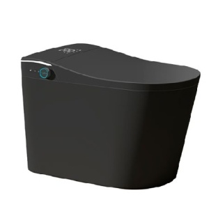 Vas WC stativ multifuncțional cu bideu încorporat și capac încălzit Soft Close, 68 x 40 x 46 cm, negru mat, Anahita - Img 2