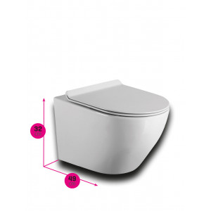 Vas WC suspendat Rimless cu capac, 48,5 x 36,5 x 37 cm, alb, Magenta S02010106P - Img 3