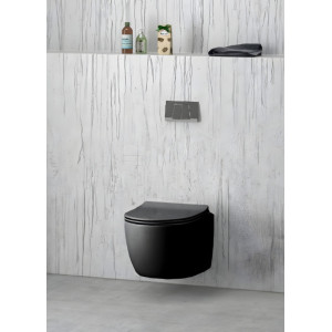 Vas WC suspendat Rimless cu capac Slim Soft Close, 48,5 x 36,5 x 37 cm, negru mat, Magenta S02010106PN