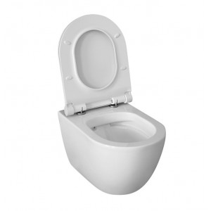 Vas WC suspendat Rimless cu capac Soft Close, 52,5 x 36 x 35 cm, alb, Minerva 2210R, Fluminia - Img 2