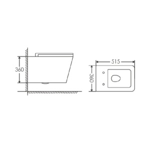 Vas WC suspendat Rivera Anahita, alb, rimless, evacuare orizontala, 36 x 51,5 x 36 cm, capac WC soft close inclus - Img 3