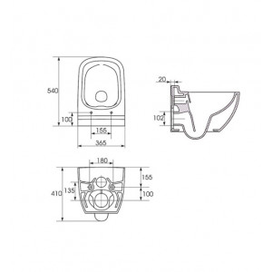 WC suspendat rimless cu capac soft-close Caspia New K701-103 - Img 4