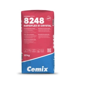 Adeziv cu uscare rapida pentru placari ceramice foarte mari RAPIDFLEX S1 CRYSTAL 8248 CEMIX 20KG