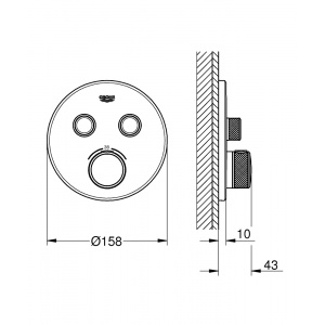 Baterie incastrata cada dus termostatata Grohtherm SmartControl Round necesita corp ingropat, hard graphite - Img 2