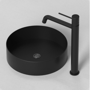 Baterie lavoar inalta Slimmer Himark, negru mat, Cold Start, 32,2 cm - Img 2