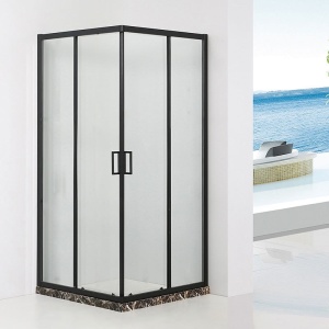 Cabina de dus patrata Recall, sticla transparenta 6 mm, inchidere magnetica silentioasa, culisanta, profil negru mat, 90 x 90 cm, Anahita