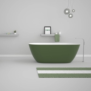 Cada freestanding ovala, verde din acril, 170x81.5x58 cm, Eternity, Eweca