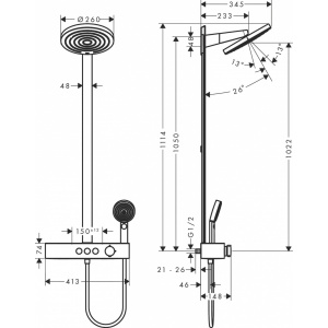Coloana de dus Pulsify S 260 2jet cu baterie termostatata ShowerTablet Select 400, bronz periat Hansgrohe - Img 3