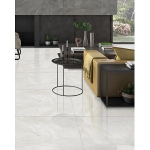 Gresie Sea Wave Silver Lucios, tip marmura, portelanat, rectificat, interior, gri deschis 60x120cm India - Img 3