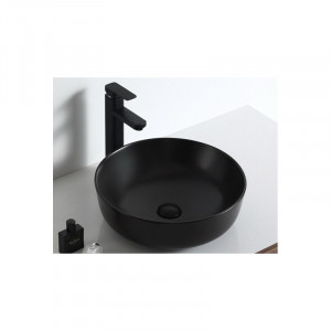 Lavoar baie pe blat Amereta,negru rotund din ceramica diametru 41,5 cm, Fluminia - Img 2