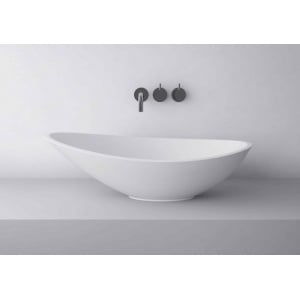 Lavoar baie pe blat, ATENA, oval, alb din compozit 56,4x32.3cm Cast Marble - Img 1