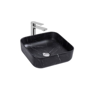 Lavoar baie pe blat Elegance, patrat negru din ceramica, 38.5x38.5x13.5cm Anahita