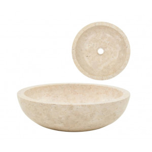 Lavoar baie pe blat Light Travertine, beige din piatra naturala 42X15cm RS-5 - Img 2