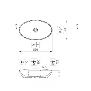 Lavoar baie pe blat Praga, asimetric alb din compozit 59,9x36,1x16cm MRM630403061003 Cast Marble - Img 3