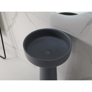 Lavoar freestanding Eternity, rotund, gri, din compozit, 48 x 48 x 85 cm, Eweca - Img 3