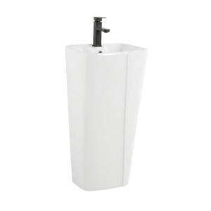 Lavoar freestanding Rivera Anahita, alb, dreptunghiular, ceramica, 43 x 35,5 x 85 cm, orificiu baterie
