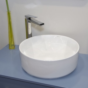 Lavoar pe blat, Fluminia, Crystal, rotund, 40 x 40 cm, alb - Img 2