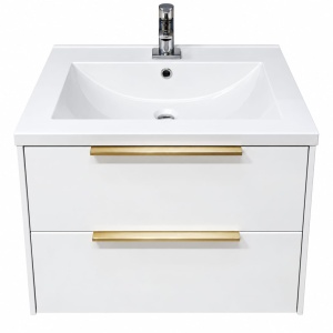 Mobilier baie suspendat alb cu manere gold Luna 60x45.5x50cm - Img 2