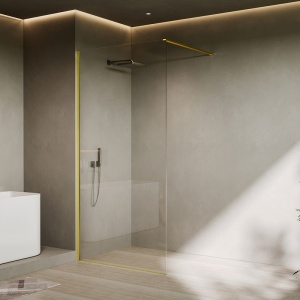 Paravan dus Recall, sticla transparenta 8 mm, profil L gold periat, 120 x 200 cm, Anahita