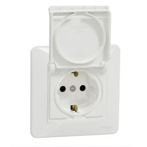 Priza Sedna Design 2P+E cu obturatoare si capac SDD3111023 Schneider - Img 1