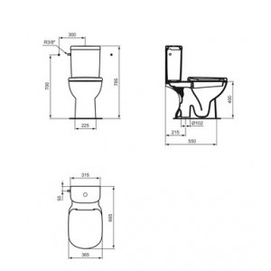 Rezervor WC TEMPO 2,5/4,5L dubla actionare alimentare laterala T427401 - Img 3