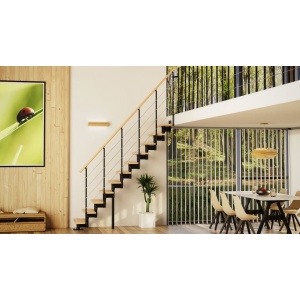 Scara de interior modulara din fag negru cu urcare dreapta 11 trepte Boston Dolle