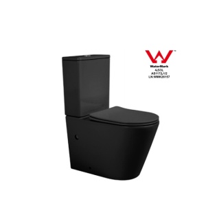 Vas WC stativ Beauty, negru mat, Rimless, cu rezervor si capac Soft Close, Anahita