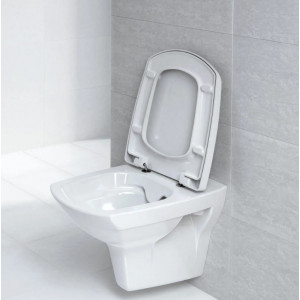 Vas WC suspendat cu capac, 52,5 x 35 x 35,5 cm, alb, Carina K701-033, Cersanit