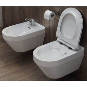 Vas WC suspendat cu capac Soft Close și Easy Off, 52 x 35,5 x 38 cm, Crea S701-212, Cersanit